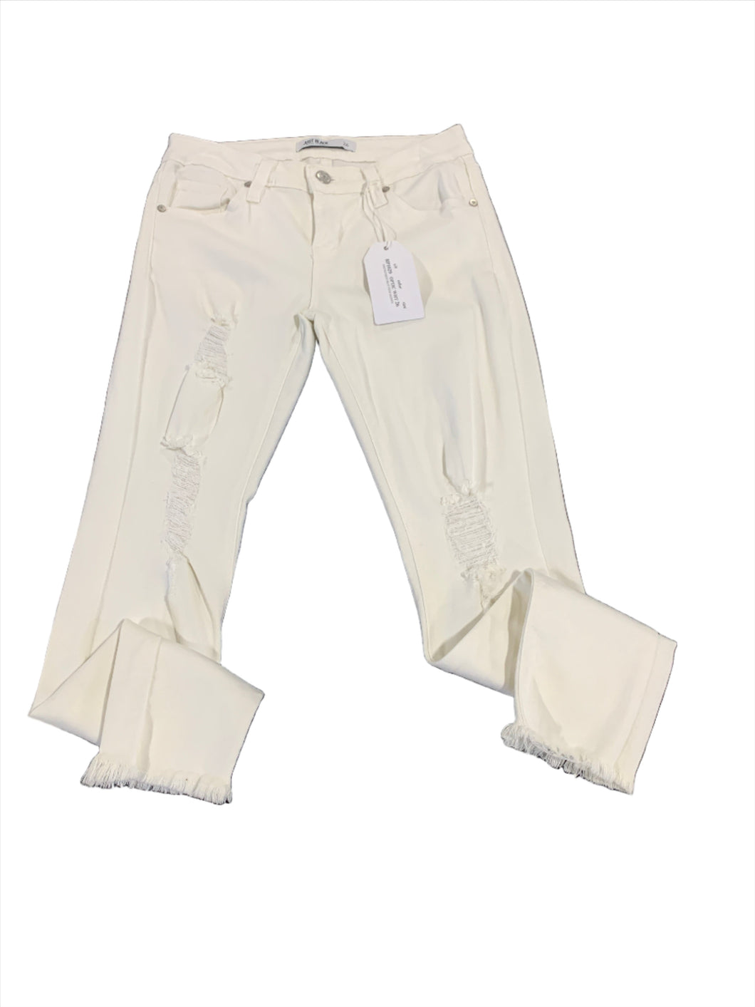 104 - White Fray Pants - Size 26