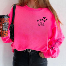 Load image into Gallery viewer, 41 - Cross w/ Hearts (Left Chest) 41 - Don&#39;t Give Up (On Sleeve)