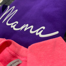 Load image into Gallery viewer, Mama - Design 2 (Cursive) (Full Front) Kids Names (On Sleeve) - Puff Print
