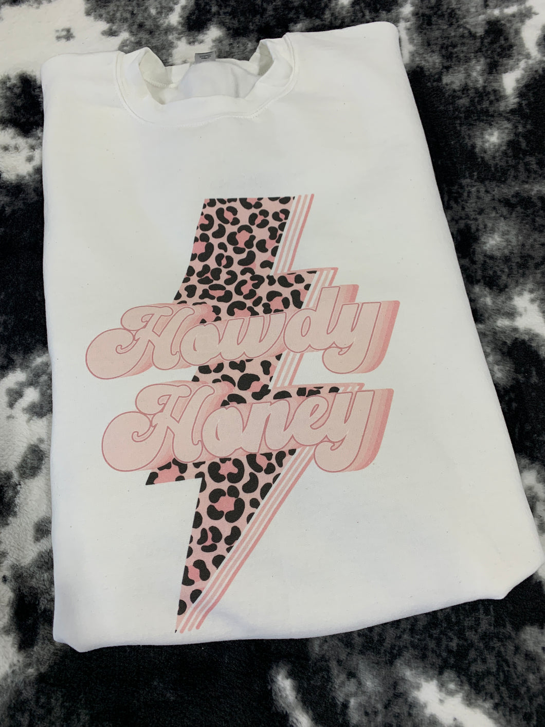 Howdy Honey w/ Leopard Print Lightning Bolt