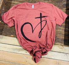 Load image into Gallery viewer, LARGE Heart Cross - Black Ink