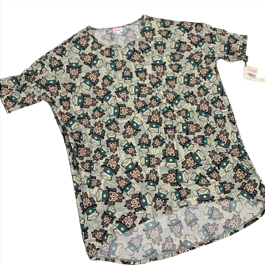 299 - LuLaRoe - Grey - Uncle Sam - High Low Top - Size XL