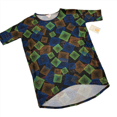 302 - LuLaRoe - Neon Squares - High Low Top - Size XS