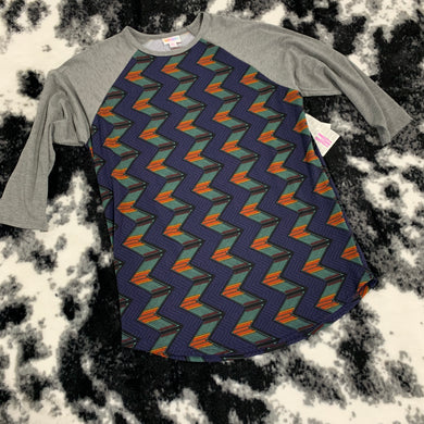 306 - LuLaRoe - Aztec Grey Sleeve Top - Size M