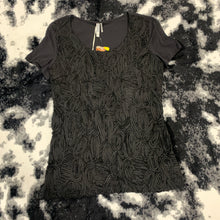 Load image into Gallery viewer, 316 - Black Floral Raised Print Blouse Top - Size M