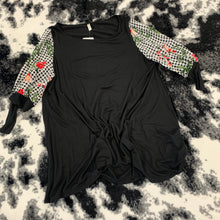 Load image into Gallery viewer, 317 - Black Top With Floral Sleeves - Size 2X