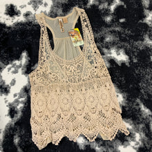 Load image into Gallery viewer, 320 - Taupe/Cream Lace Tank Top - Size M