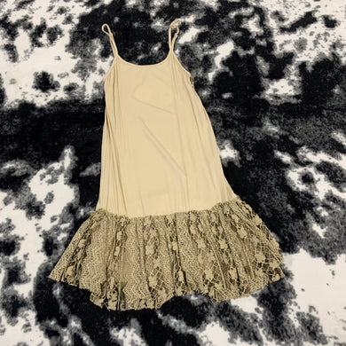 323 - Tan With Lace Bottom Dress