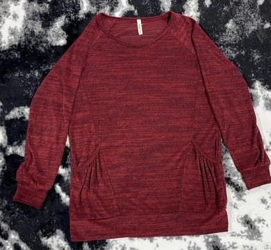 330 - Heather Red Long Sleeve Top - Size S