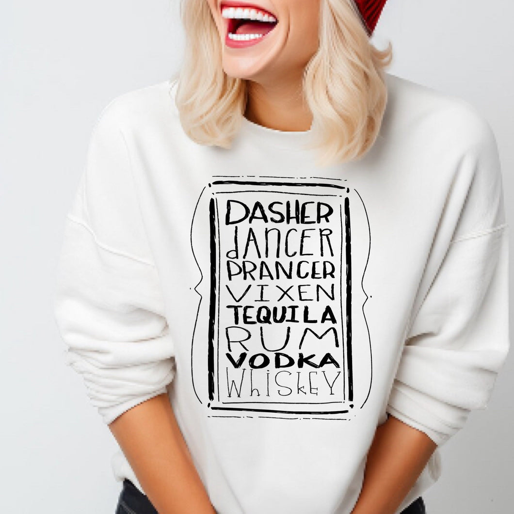 Drunk Reindeer - Handwritten - Black Ink