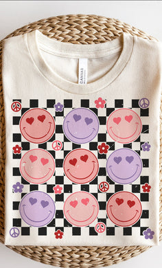 Valentine Smiley Faces w/ Checkered Background
