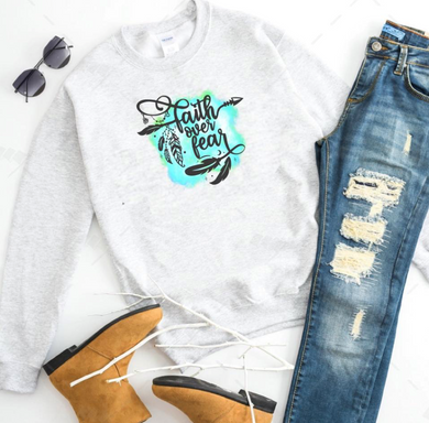 Faith Over Fear - Blue & Green Watercolor