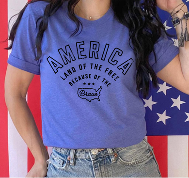 America - Land Of The Free Because Of The Brave - Black Ink