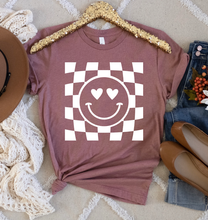 Load image into Gallery viewer, Smiley Face Checkered Background - Valentine - White Ink