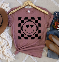 Load image into Gallery viewer, Smiley Face Checkered Background - Valentine - Black Ink