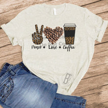 Load image into Gallery viewer, Peace Love Coffee w/ Leopard - Oatmeal