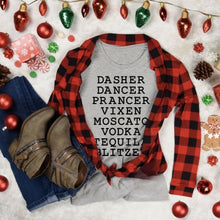 Load image into Gallery viewer, Drunk Reindeer - Dasher Dancer Prancer Vixen Moscato Vodka Tequila Blitzen - Black Ink