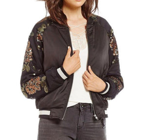 223 - Tabby Floral Lace Bomber Jacket