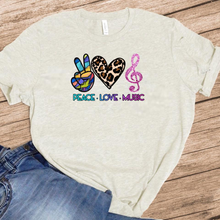 Load image into Gallery viewer, Peace. Love. Music.