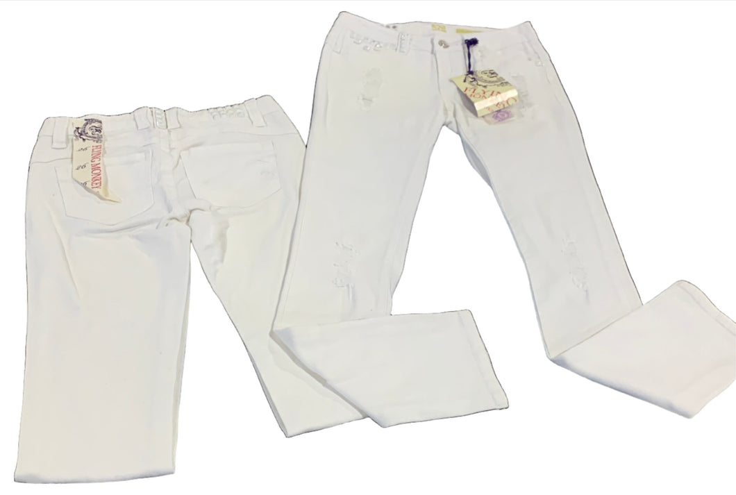 109 - Flying Monkey - White Distressed Jeans WITH Jewels