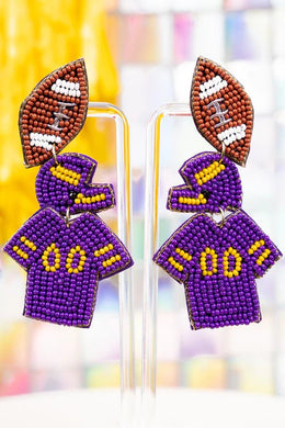 Football & Jersey Earrings - Purple / Gold