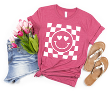 Load image into Gallery viewer, Smiley Face Checkered Background - Valentine - White Ink