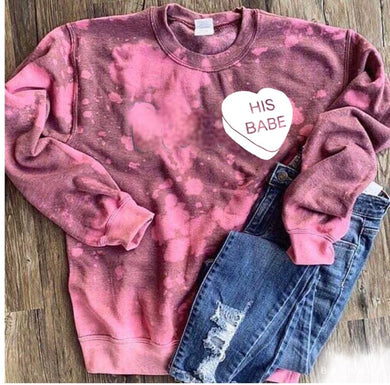 His Babe w/ Heart - On Left Chest