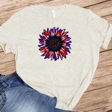 Load image into Gallery viewer, Red / White / Blue Tie Dye Sunflower