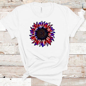 Red / White / Blue Tie Dye Sunflower