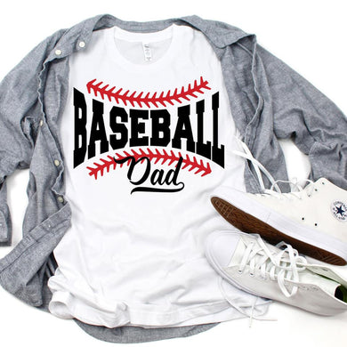 Baseball Dad - Color Ink - White Tee