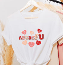 Load image into Gallery viewer, abcdeFU w/ 6 Red &amp; Pink Hearts - Design 1
