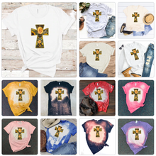 Load image into Gallery viewer, Camo Cross &amp; Sunflowers - T-Shirt / Sweatshirt Unisex Sizing
