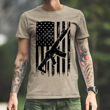Load image into Gallery viewer, Distressed American Flag w/ Firearm - 10 Style Options