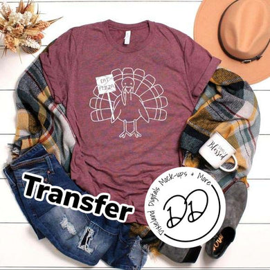 Eat Pizza - White Ink - Screen Print Transfer - DIY - Graphic Tee