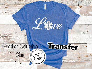 Emergency Responders - EMT - White Ink - Screen Print Transfer - DIY - Graphic Tee