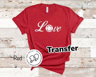 Emergency Responders - Fire / Firefighter - White Ink - Screen Print Transfer - DIY - Graphic Tee