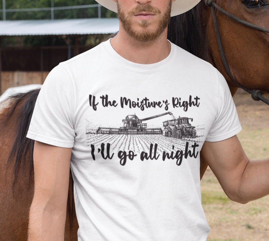 If The Moisture's Right. I'll Go All Night. - Cursive - Black Ink - Design 2