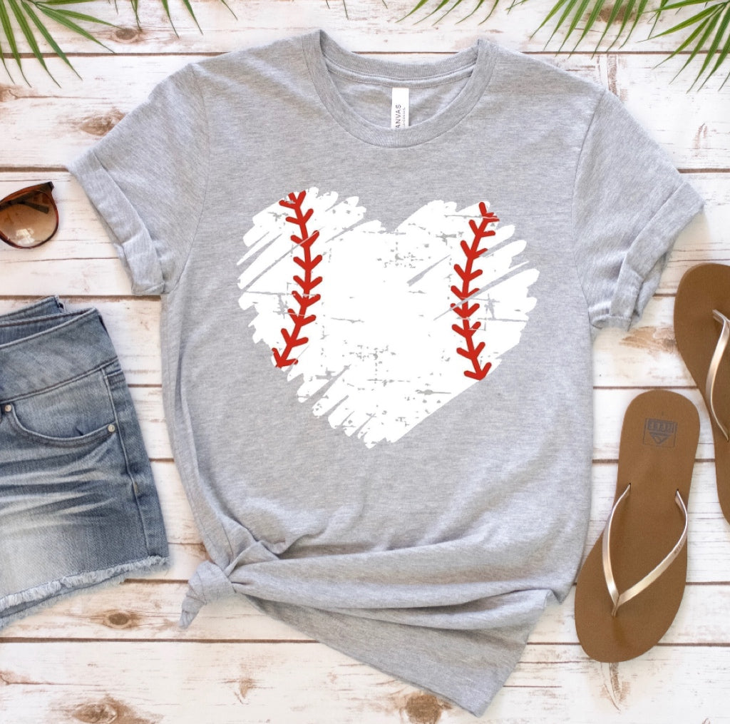 Baseball Distressed Heart