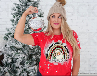 Have A Holly Jolly Christmas w/ Santa & Multi Pattern Rainbow