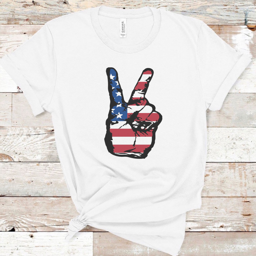 Peace Hand Sign w/ American Flag