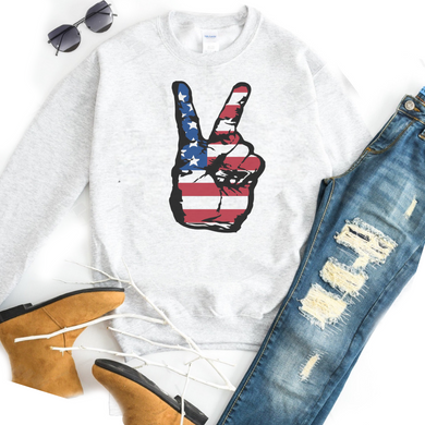 Peace Hand Sign w/ American Flag