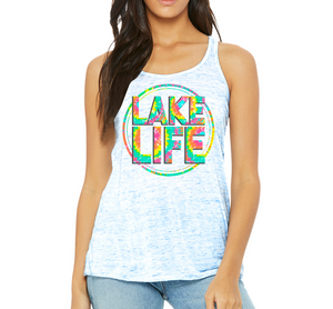 Lake Life - Tie-Dye w/ Circle - 8800 Flowy Racerback Tank