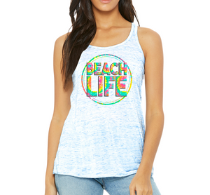 Beach Life - Tie-Dye w/ Circle - 8800 Flowy Racerback Tank