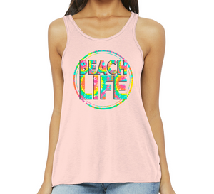 Beach Life - Tie-Dye w/ Circle - 8800 Flowy Racerback Tank