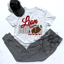 Load image into Gallery viewer, Lion Nation w/ Football - Black &amp; Red Text - 14 Color Options