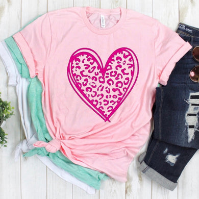 Pink Leopard Print Heart