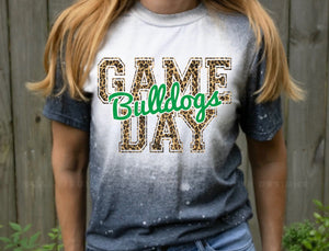 Bulldogs Game Day w/ Green & Leopard Print - 14 Color Options