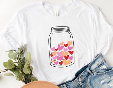 Mason Jar w/ Multi Color Hearts
