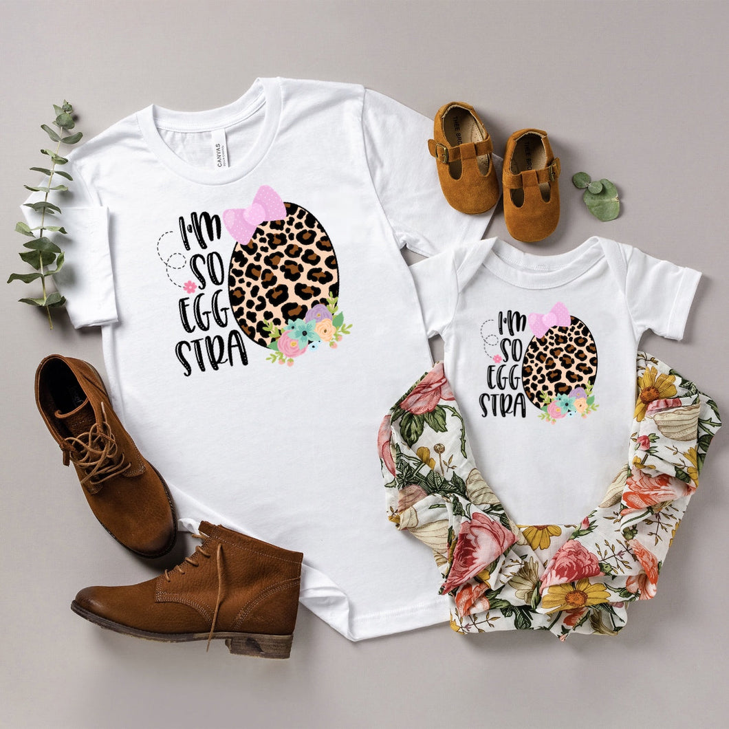 Mommy & Me - I'm So Eggstra - White Tee