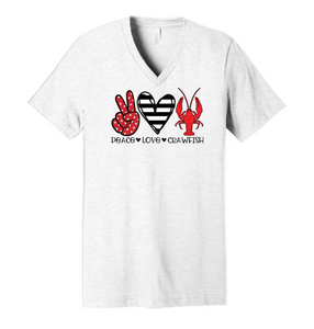 Peace Love Crawfish w/ Stripe Heart